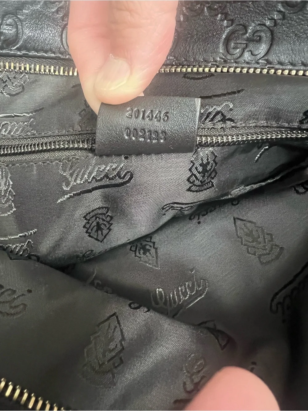 Gucci Black Embossed GG Leather Messenger Bag